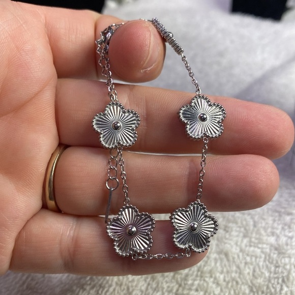 Silver Tone Floral Bracelet - Picture 7 of 7